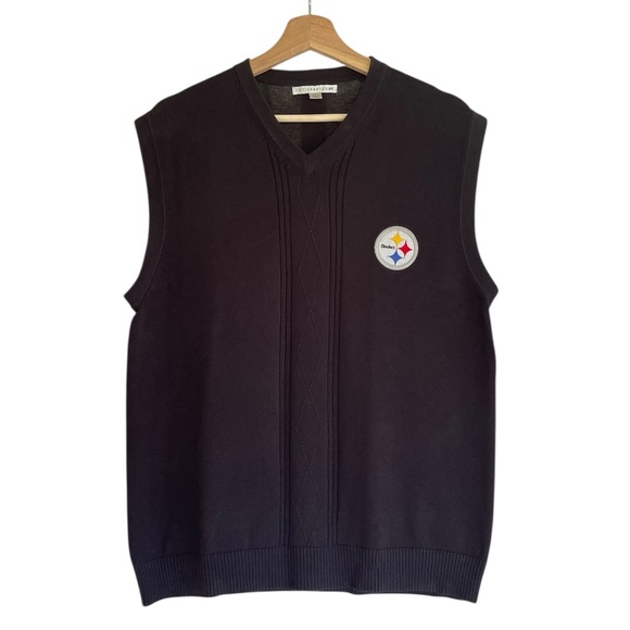 Cutter & Buck Men’s Black Knit Cotton Knit NFL Steelers Logo Sweater Vest M - Picture 1 of 7